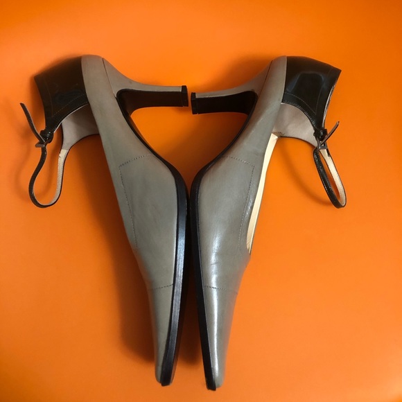 Prada 2000s Square Toe Heels Y2K gray leather - Picture 8 of 16